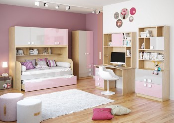 Детская комната Грэйси (Розовый/Серый/корпус Клен) в Подгорном - podgornyj.mebel54.com | фото