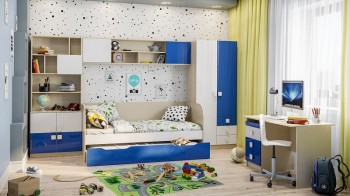 Детская комната Скай Люкс (Синий/Белый/корпус Клен) в Подгорном - podgornyj.mebel54.com | фото