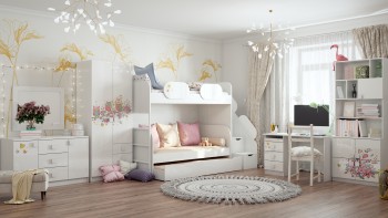 Детская комната Совушки (Белый/корпус Выбеленное дерево) в Подгорном - podgornyj.mebel54.com | фото