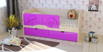 Друзья Кровать детская 2 ящика 1.6 Фиолетовый глянец в Подгорном - podgornyj.mebel54.com | фото