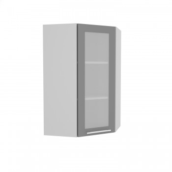 Гарда ВПУС 550 шкаф верхний угловой со стеклом высокий (Белый Эмалит/корпус Серый) в Подгорном - podgornyj.mebel54.com | фото