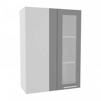 Гарда ВПУС 650 шкаф верхний угловой со стеклом высокий (Белый Эмалит/корпус Серый) в Подгорном - podgornyj.mebel54.com | фото