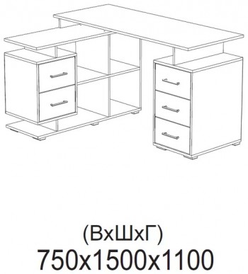 Компьютерный стол угловой СКМУ-3 белый в Подгорном - podgornyj.mebel54.com | фото