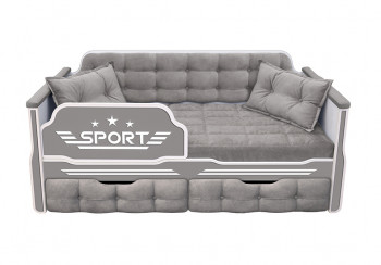Кровать 160 серии Спорт 2 ящика 45 Серый (подушки) в Подгорном - podgornyj.mebel54.com | фото