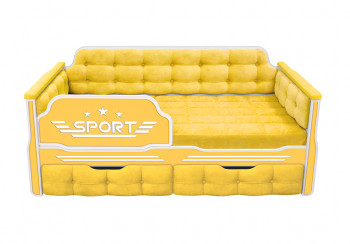 Кровать 160 серии Спорт 2 ящика 74 Жёлтый (мягкие боковые накладки) в Подгорном - podgornyj.mebel54.com | фото