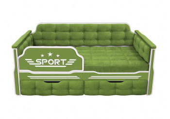 Кровать 160 серии Спорт 2 ящика 76 Зелёный (мягкие боковые накладки) в Подгорном - podgornyj.mebel54.com | фото