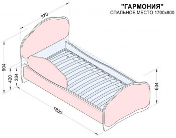 Кровать 170 Гармония 18 Бордовый (мягкий бортик) в Подгорном - podgornyj.mebel54.com | фото