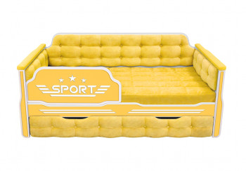 Кровать 170 серии Спорт 1 ящик 74 Жёлтый (мягкие боковые накладки) в Подгорном - podgornyj.mebel54.com | фото