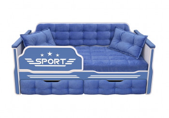 Кровать 170 серии Спорт 2 ящика 85 Синий (подушки) в Подгорном - podgornyj.mebel54.com | фото