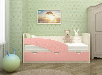 Кровать Бабочки 1,6м (Розовый металлик) в Подгорном - podgornyj.mebel54.com | фото