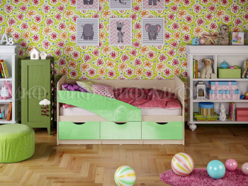 Кровать Бабочки 1,6м (Салатовый металлик) в Подгорном - podgornyj.mebel54.com | фото
