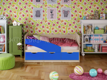 Кровать Бабочки 1,6м (Синий матовый) в Подгорном - podgornyj.mebel54.com | фото