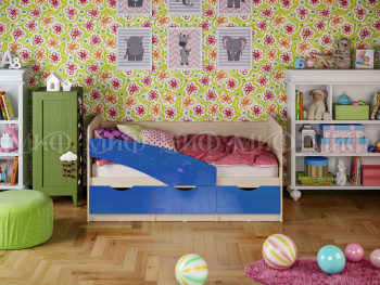 Кровать Бабочки 1,6м (Синий металлик) в Подгорном - podgornyj.mebel54.com | фото