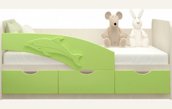 Кровать детская 1,6м Дельфин (Салатовый металлик) в Подгорном - podgornyj.mebel54.com | фото