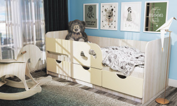 Кровать детская Минима Лего 1,86м с ящиками (дуб атланта/крем) в Подгорном - podgornyj.mebel54.com | фото