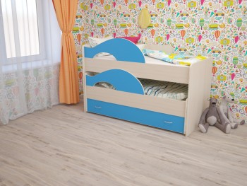 Кровать детская Радуга 1600 Млечный дуб/Голубой в Подгорном - podgornyj.mebel54.com | фото
