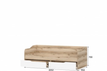 Кровать-диван с ящиками (0,9х2,0) МС Рио 1 (Дуб Делано/Белый) в Подгорном - podgornyj.mebel54.com | фото