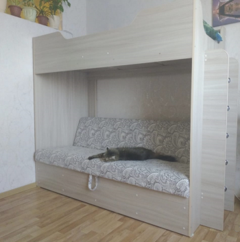Кровать двухъярусная с диваном (Беленый дуб) в Подгорном - podgornyj.mebel54.com | фото