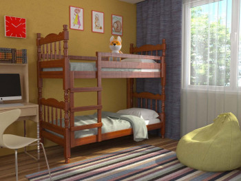 Кровать двухъярусная Соня из массива сосны 800*1890 Орех в Подгорном - podgornyj.mebel54.com | фото