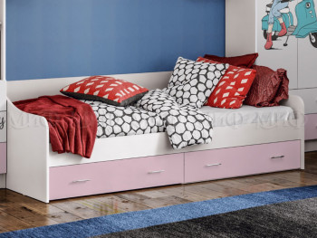 Кровать Fashion-1 Вега 0,9 м (Белый/Розовый) в Подгорном - podgornyj.mebel54.com | фото