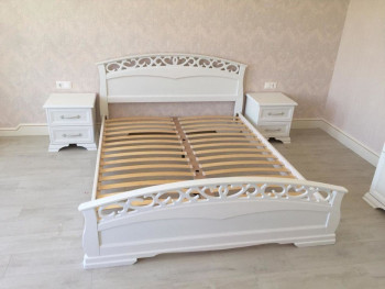 Кровать Грация-1 из массива сосны 1600*2000 Белый античный в Подгорном - podgornyj.mebel54.com | фото