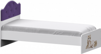 Кровать Каспер с мягкой спинкой и фотопечатью (800х1900)Белый/Фиолетовый в Подгорном - podgornyj.mebel54.com | фото