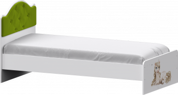 Кровать Каспер с мягкой спинкой и фотопечатью (800х1900)Белый/Лайм в Подгорном - podgornyj.mebel54.com | фото