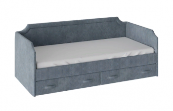 Кровать с мягкой обивкой и ящиками «Кантри» Тип 1 (900) (Замша синяя) в Подгорном - podgornyj.mebel54.com | фото