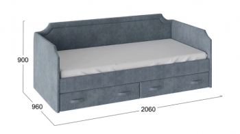 Кровать с мягкой обивкой и ящиками «Кантри» Тип 1 (900) (Замша синяя) в Подгорном - podgornyj.mebel54.com | фото