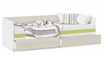 Кровать «Сканди» с 2 ящиками Дуб Гарден/Белый/Зеленый в Подгорном - podgornyj.mebel54.com | фото