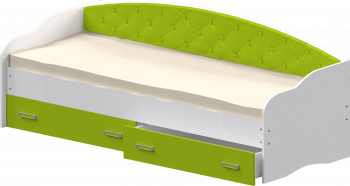 Кровать Софа-7 с мягкой спинкой (800х1900) Белый/Лайм в Подгорном - podgornyj.mebel54.com | фото
