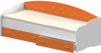 Кровать Софа-7 с мягкой спинкой (800х1900) Белый/Оранжевый в Подгорном - podgornyj.mebel54.com | фото