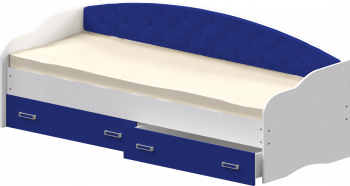 Кровать Софа-7 с мягкой спинкой (800х1900) Белый/Синий в Подгорном - podgornyj.mebel54.com | фото