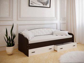 Кровать Софа-7 с мягкой спинкой (800х1900) Венге/ Белый в Подгорном - podgornyj.mebel54.com | фото