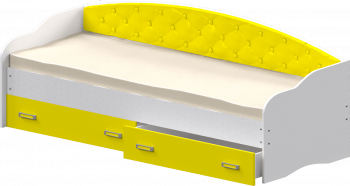 Кровать Софа-8 с мягкой спинкой (900х1900) Белый/Желтый в Подгорном - podgornyj.mebel54.com | фото