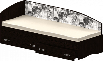 Кровать Софа-9 с мягкой спинкой с рисунком Милана (900х1900) Венге в Подгорном - podgornyj.mebel54.com | фото