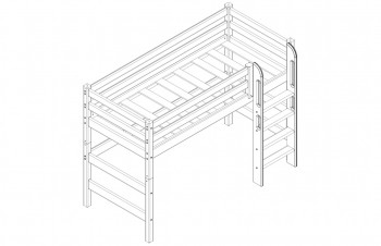 Кровать Соня вариант 5 полувысокая с прямой лестницей белый полупрозрачный в Подгорном - podgornyj.mebel54.com | фото