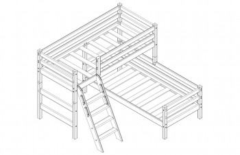 Кровать Соня вариант 8 угловая с наклонной лестницей Лаванда в Подгорном - podgornyj.mebel54.com | фото