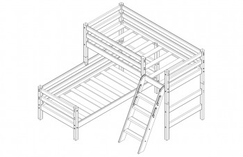 Кровать Соня вариант 8 угловая с наклонной лестницей Лаванда в Подгорном - podgornyj.mebel54.com | фото