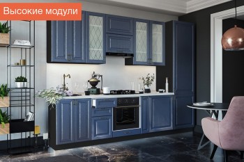 Кухня Ницца высокие модули (Дуб чернильный/корпус венге) в Подгорном - podgornyj.mebel54.com | фото