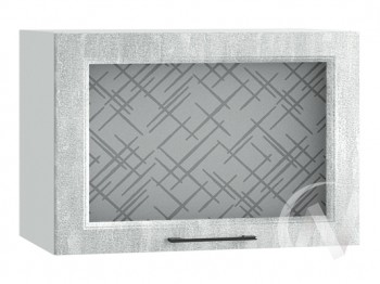 Либерти Шкаф верхний горизонтальный со стеклом ШВГС 609 (Холст грей/корпус белый) в Подгорном - podgornyj.mebel54.com | фото
