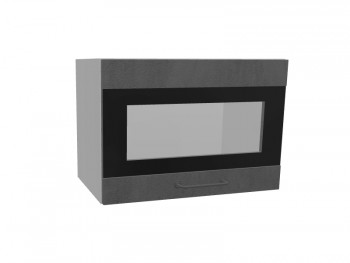 Лофт ПГСФ 500 шкаф верхний горизонтальный со стеклом и фотопечатью (Бетон темный/корпус Серый) в Подгорном - podgornyj.mebel54.com | фото