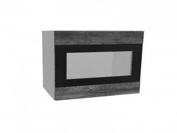 Лофт ПГСФ 500 шкаф верхний горизонтальный со стеклом и фотопечатью (Дуб бурый/корпус Серый) в Подгорном - podgornyj.mebel54.com | фото