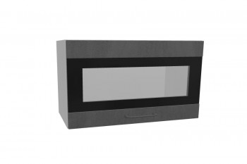 Лофт ПГСФ 600 шкаф верхний горизонтальный со стеклом и фотопечатью (Бетон темный/корпус Серый) в Подгорном - podgornyj.mebel54.com | фото