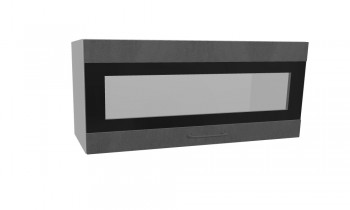 Лофт ПГСФ 800 шкаф верхний горизонтальный со стеклом и фотопечатью (Бетон темный/корпус Серый) в Подгорном - podgornyj.mebel54.com | фото