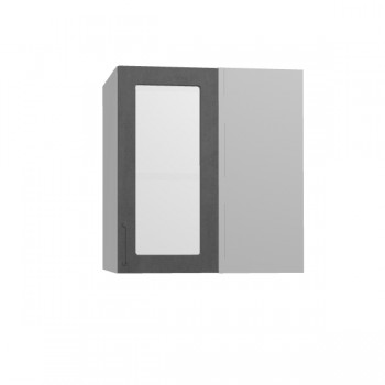 Лофт ПУС 650 шкаф верхний угловой со стеклом (Бетон темный/корпус Серый) в Подгорном - podgornyj.mebel54.com | фото