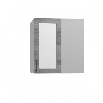 Лофт ПУС 650 шкаф верхний угловой со стеклом (Дуб цикорий/корпус Серый) в Подгорном - podgornyj.mebel54.com | фото
