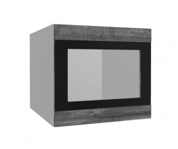 Лофт ВПГСФ 500 шкаф верхний горизонтальный со стеклом высокий с фотопечатью (Дуб бурый/корпус Серый) в Подгорном - podgornyj.mebel54.com | фото