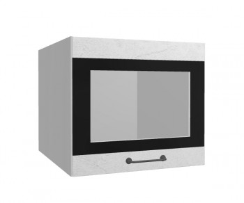 Лофт ВПГСФ 500 шкаф верхний горизонтальный со стеклом высокий с фотопечатью (Штукатурка белая/корпус Серый) в Подгорном - podgornyj.mebel54.com | фото