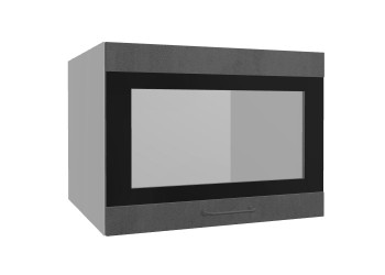 Лофт ВПГСФ 600 шкаф верхний горизонтальный со стеклом высокий с фотопечатью (Бетон темный/корпус Серый) в Подгорном - podgornyj.mebel54.com | фото
